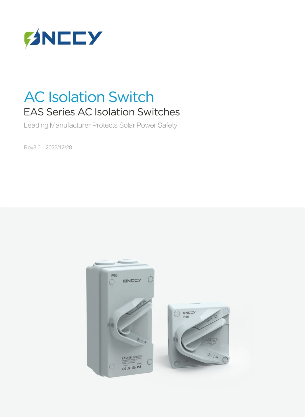 DIN Rail EAS50 Waterproof AC Isolator Switch 500V 1p/2p/3p/4p 20A/35A/63A Disconnect Switch